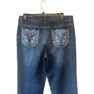 Nine West Jeans Women Size 12 Embellished Pocket Bootcut Blue Denim